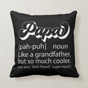 Fathers Day Gift, Retro Papa, Papa Definition Throw Pillow