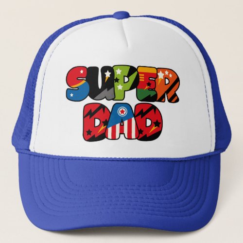 Fathers Day Gift Superdad Superhero Super Dad Trucker Hat