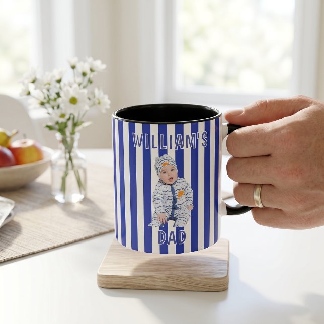 Father's Day Gifts For Dad Blue Stripes Mug (Creator Uploaded)