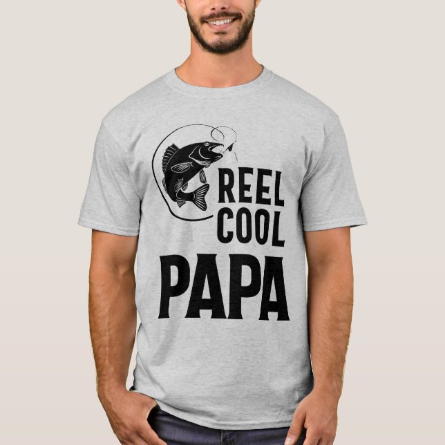 Father's Day Gifts T-Shirt Fishing Reel Cool Papa (Front)