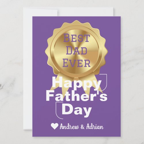 fathers day gold medal  appreciation simple holiday card