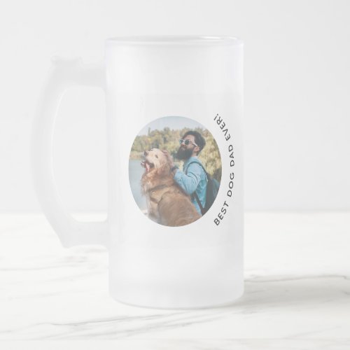 Fathers Day Golden Retriever Dad Custom Photo Frosted Glass Beer Mug