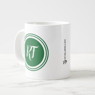 Fathers Day Golf Dad Green Script Circle Monogram Giant Coffee Mug