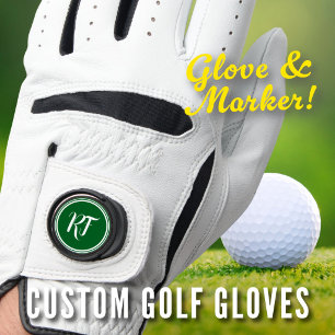 Fathers Day Golf Dad Green Script Monogram Initial Glove