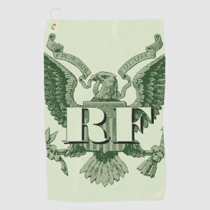 Fathers Day Golf Dad Vintage Eagle Crest Monogram Towel