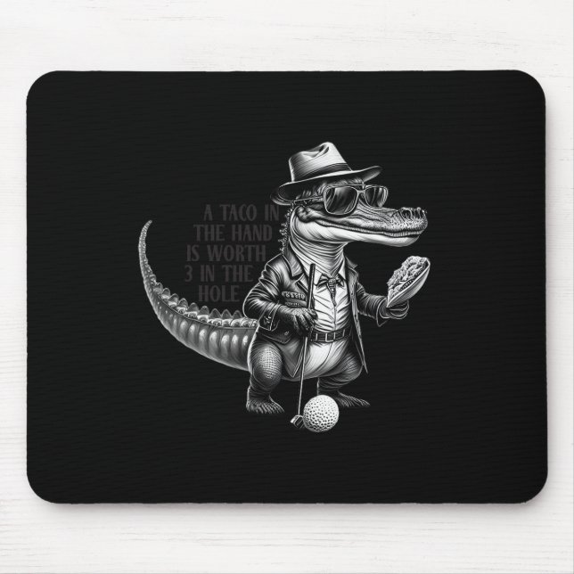Fathers Day Golfing Alligator With Tacos Golf Love Mouse Pad (Front)
