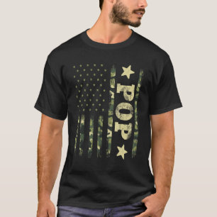 Fathers Day  Grandpa Abuelo Camouflage American Fl T-Shirt