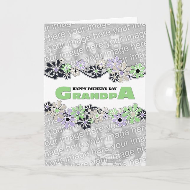 Father's Day Grandpa ADD YOUR PHOTO Center Blossom Card (Front)