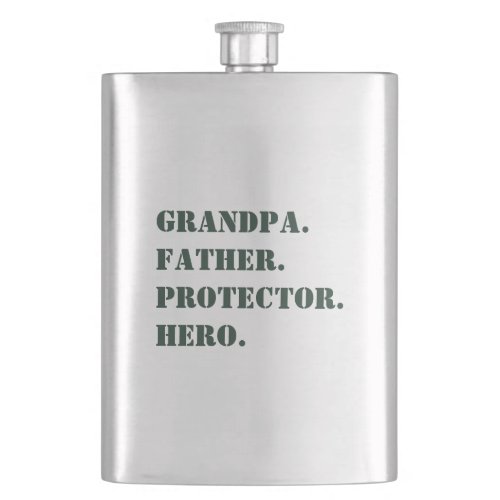 Fathers Day Grandpa Father Protector Hero Text Flask