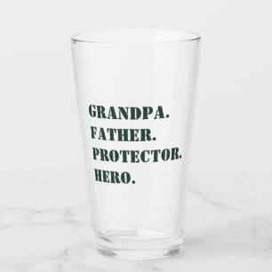 Father's Day Grandpa Father Protector Hero Text Glass