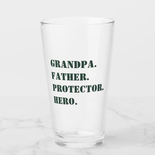 Fathers Day Grandpa Father Protector Hero Text Glass