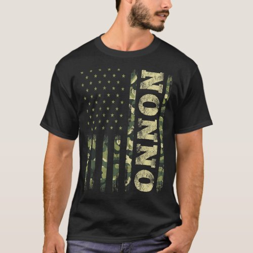 Fathers Day  Grandpa Nonno Camouflage American Fla T_Shirt