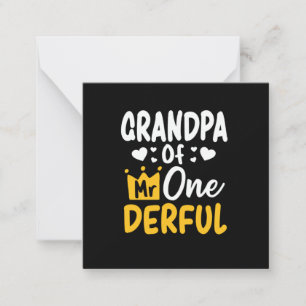 Father's Day Grandpa of Mr Onederful 1st Birthday Note Card