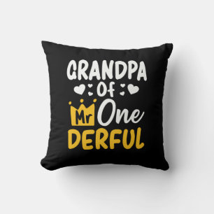 Father's Day  Grandpa of Mr Onederful 1st Birthday Throw Pillow