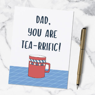 Fathers Day Great Dad Funny Tea Pun Quote Postcard