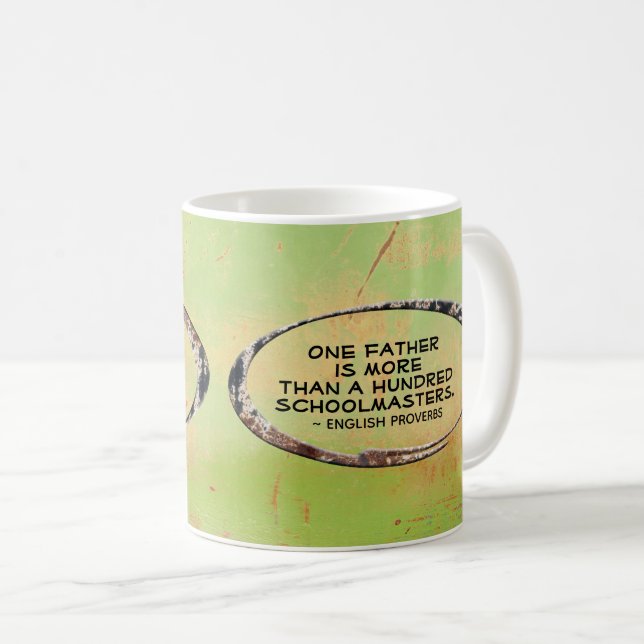 Father's Day Green and Black Rusty Metal Template Coffee Mug (Front Right)