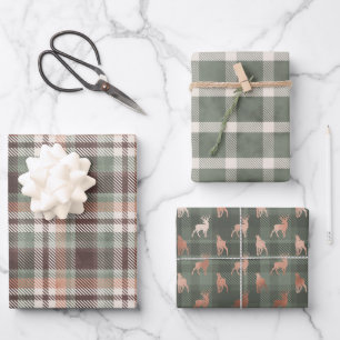 Father's Day Green Plaid Buck Wrapping Paper Sheets