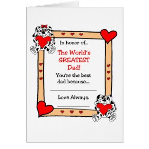 Father's Day Greeting Card/Worlds Greatest Dad Cards
