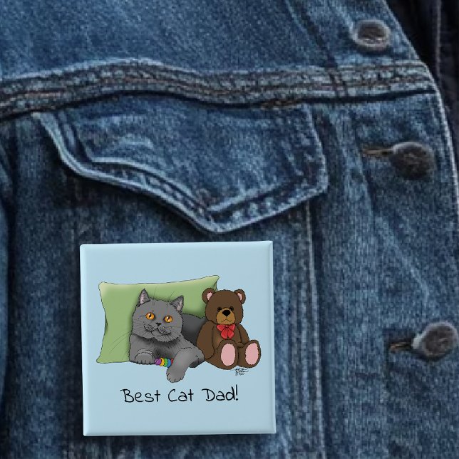  Father's Day Grey Cat Button (Creator Uploaded)