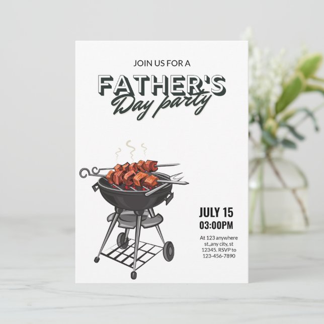  Father's Day Grill Party Invitation, BBQ Party Invitation (Standing Front)