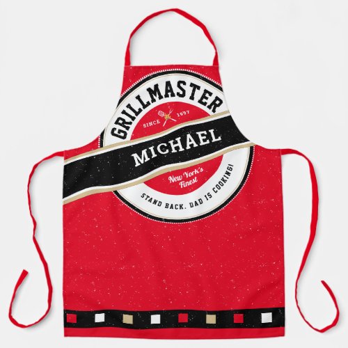 Fathers Day Grillmaster  Funny Apron in RED