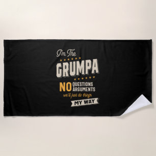 Father's Day Grumpa Way Funny Grandpa Beach Towel