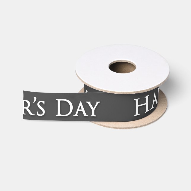 Father's Day "Happy Father's Day" in White / Grey Satin Ribbon (Spool)