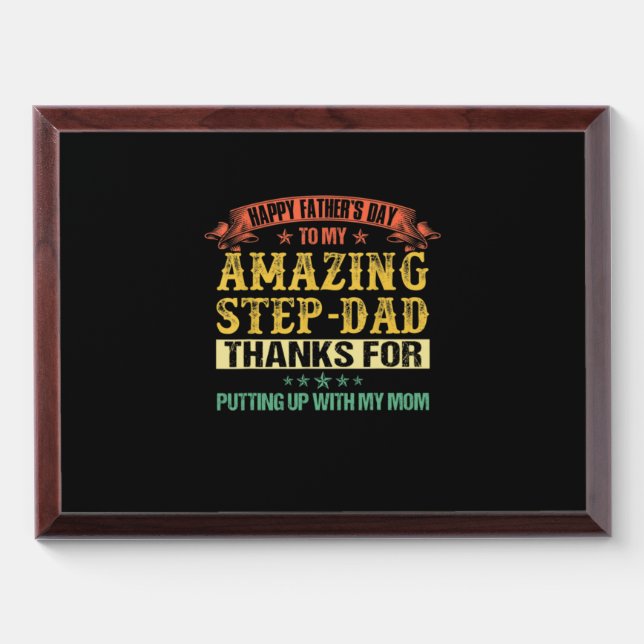 Father's Day | Happy Father's Day To Step Dad Award Plaque (Horizontal)