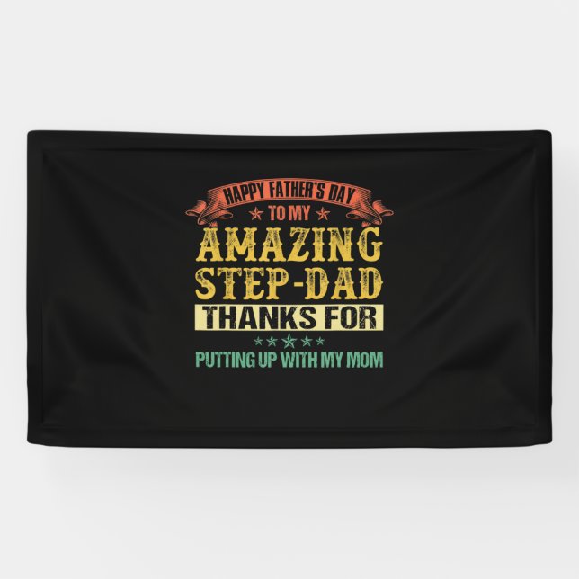 Father's Day | Happy Father's Day To Step Dad Banner (Horizontal)