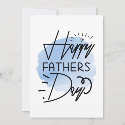 Fathers Day heart blue black minimalistic modern Holiday Card
