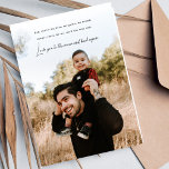 Father's Day Heartfelt Quote Flat Holiday Card<br><div class="desc">This Father's Day card with a minimalist style is a perfect way to express your love and appreciation for your mother. The front of the card features a personalized photo backdrop, adding a special touch to the card. The quote "Dad, you're my hero, my guide, my friend, Always there for...</div>