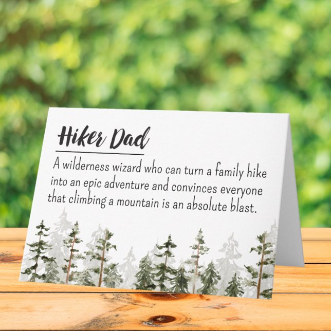 Fathers Day Hiker Dad Editable Definition Quote  Card (Close up)