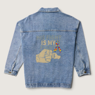 Father'S Day His Fight Autism Awareness  Denim Jacket