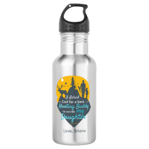 Fathers Day Hunting Dad Retro Custom Name Stainless Steel Water Bottle