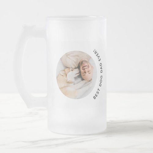 Fathers Day Husky Dad Custom Photo Frosted Glass Beer Mug
