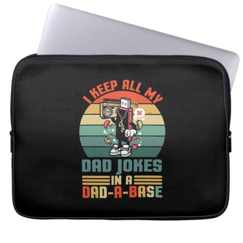 Fathers Day I Keep All My Daddy Jokes Laptop Sleeve