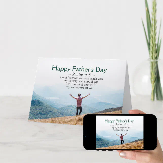 Father's Day, Inspirational Bible Verse Psalm 32:8 Card | Zazzle