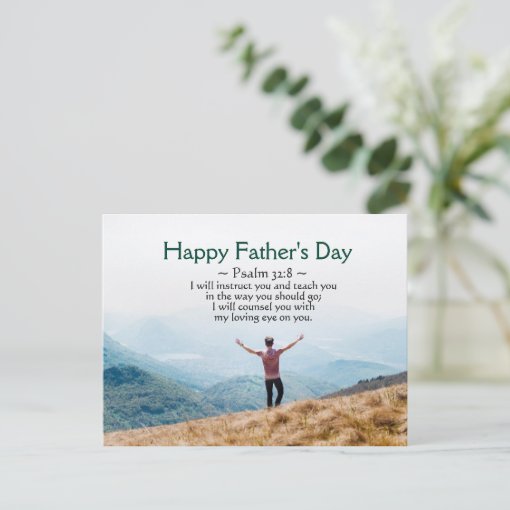 Father's Day, Inspirational Bible Verse Psalm 32:8 Postcard | Zazzle