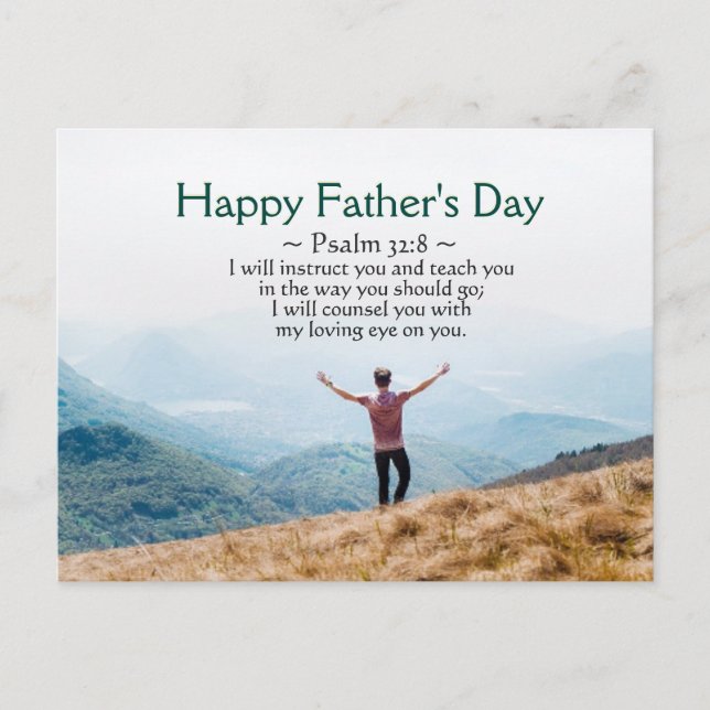 Father's Day, Inspirational Bible Verse Psalm 32:8 Postcard (Front)