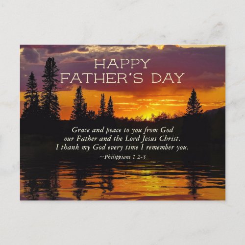 Fathers Day Inspirational Bible Verse Sunset Postcard