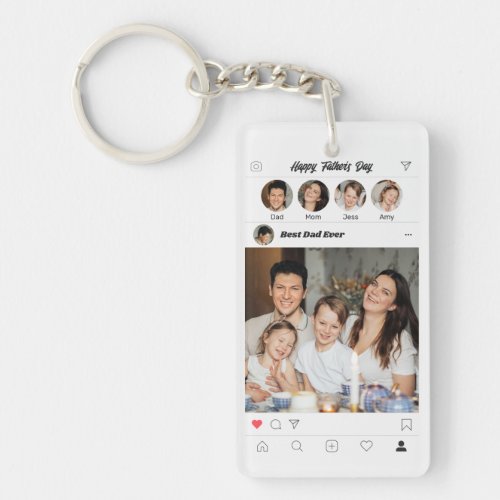 Fathers Day Instagram Photo Cool Social Media Dad Keychain
