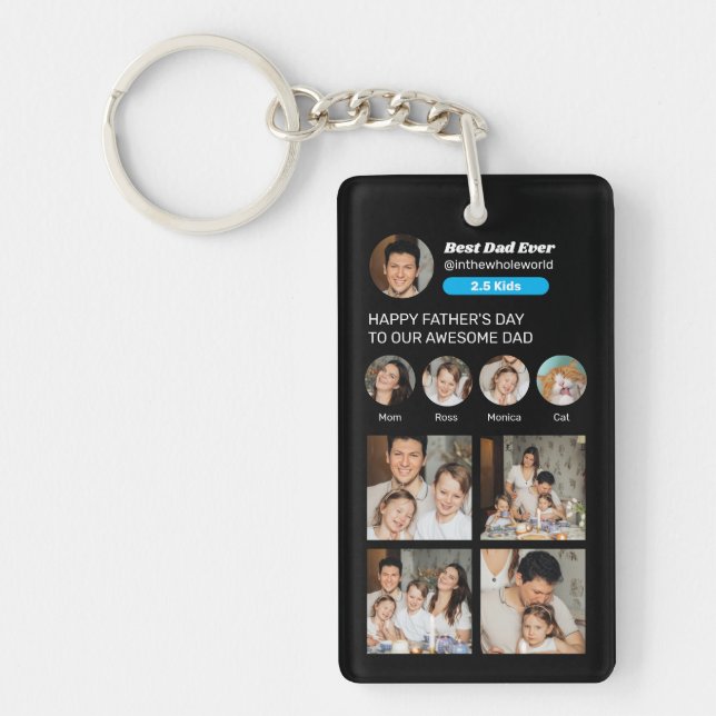 Father's Day Instagram Photo Social Media Dad Keychain (Front)