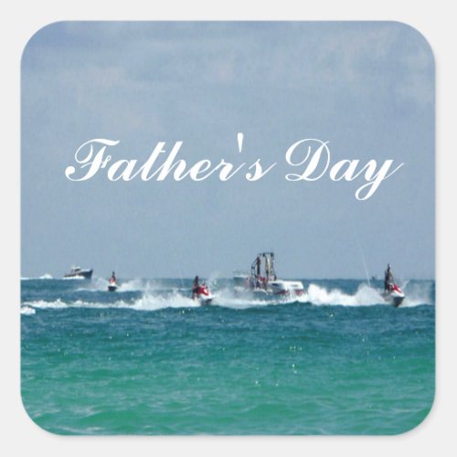 Fathers Day Jet Skiing Square Sticker