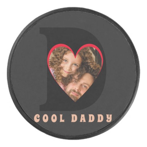  Fathers Day Keepsake Photo Dad Heart Collage Hockey Puck