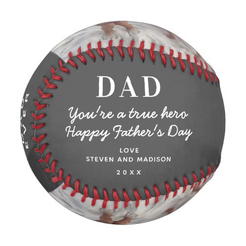 Fathers Day Kids Photo Best Dad Ever Personalized Baseball