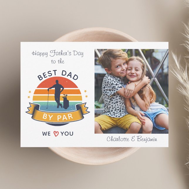 Fathers Day Kids Photo Best Dad Golf Lover Note Card (Fathers Day Kids Photo Best Dad Golf Lover Note Card)