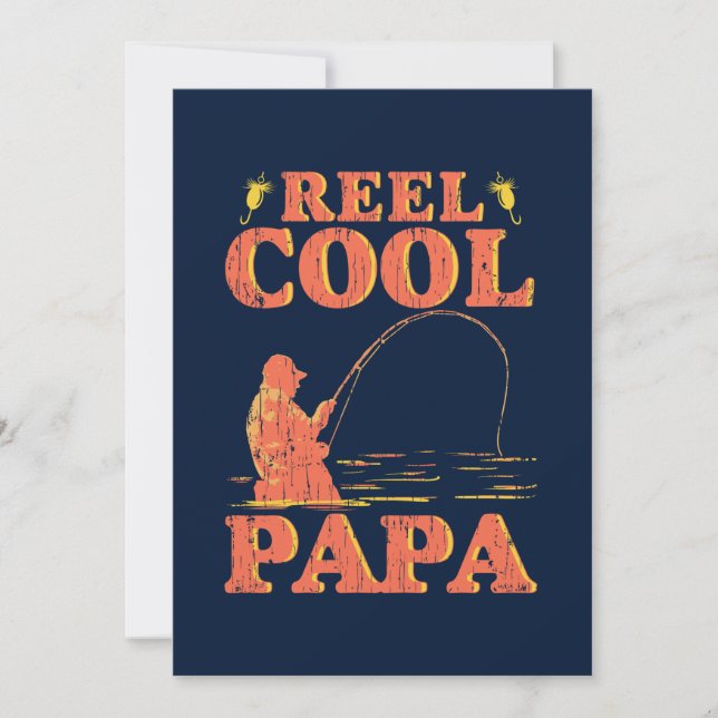 Father's Day Kids Photo Fishing Dad Reel Cool Papa Card (Front)