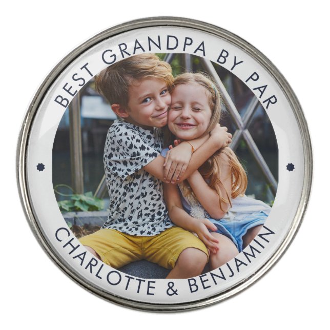Fathers Day Kids Photo Grandpa Custom Golf Ball Marker (Front)
