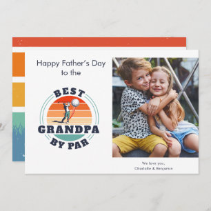 Fathers Day Kids Photo Retro Golf Dad Note Card