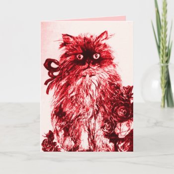 Father's Day Kitten With Red Roses Card by bulgan_lumini at Zazzle
